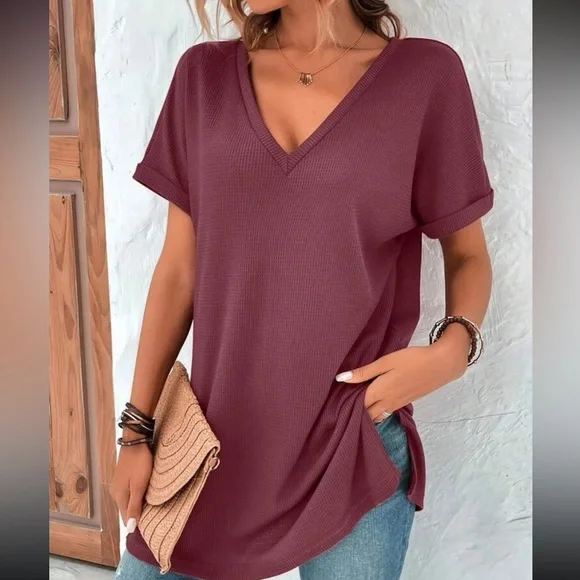 Cozy V neck Dolman Sleeve oversized Top - Picture 2 of 7